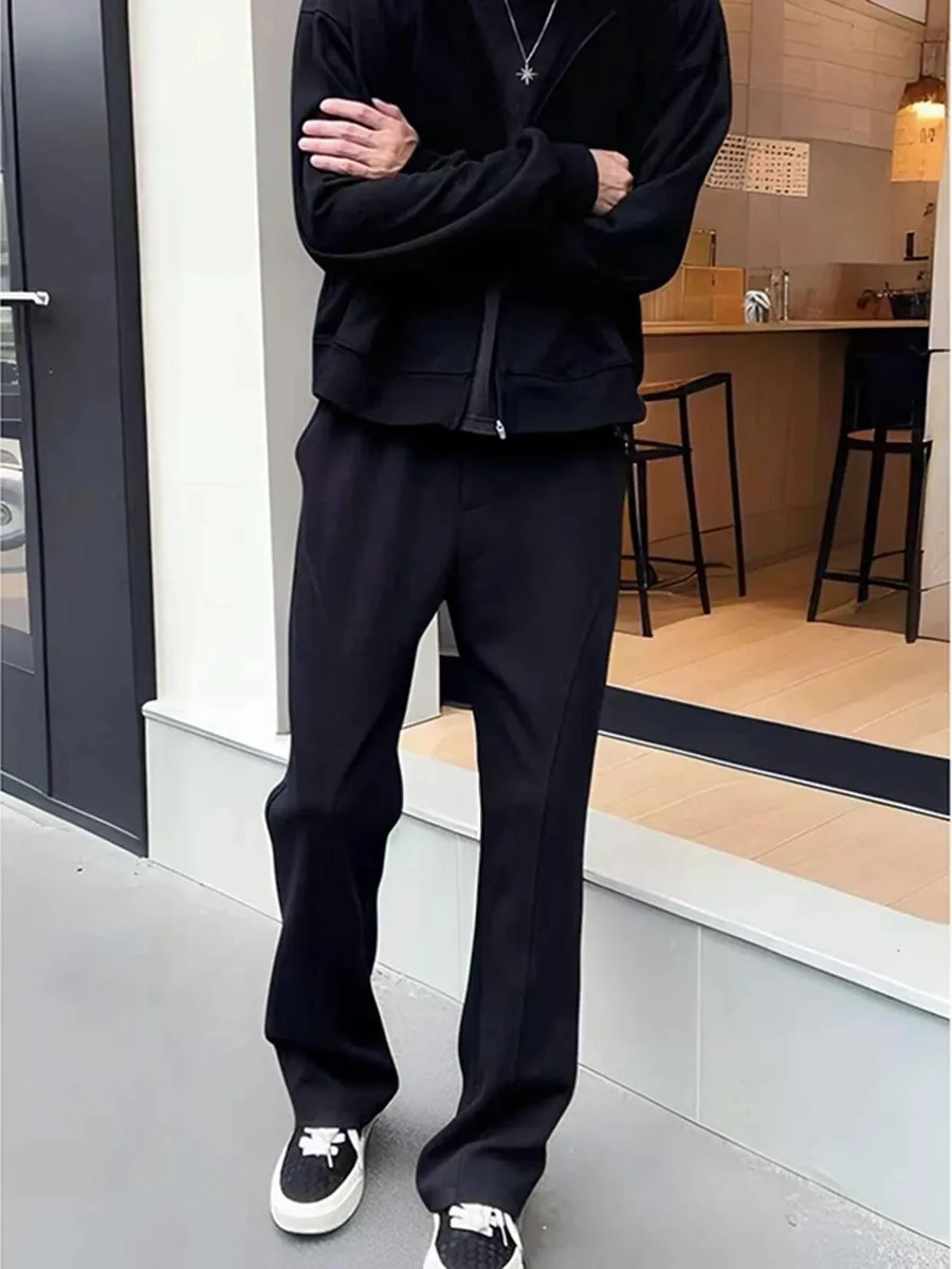 

American Sle Men's Winter Fce Lined Curved Knife Pants Casual Straight Leg Trousers Cleanfit Flared Sports Pants