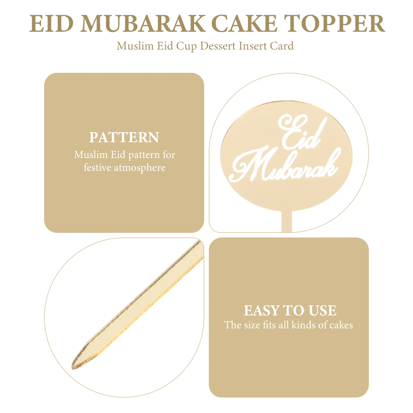 

24 Pcs Cupcake Toppers Decoration Decorative Inserts EID Mubarak Dessert Creative Photo Acrylic