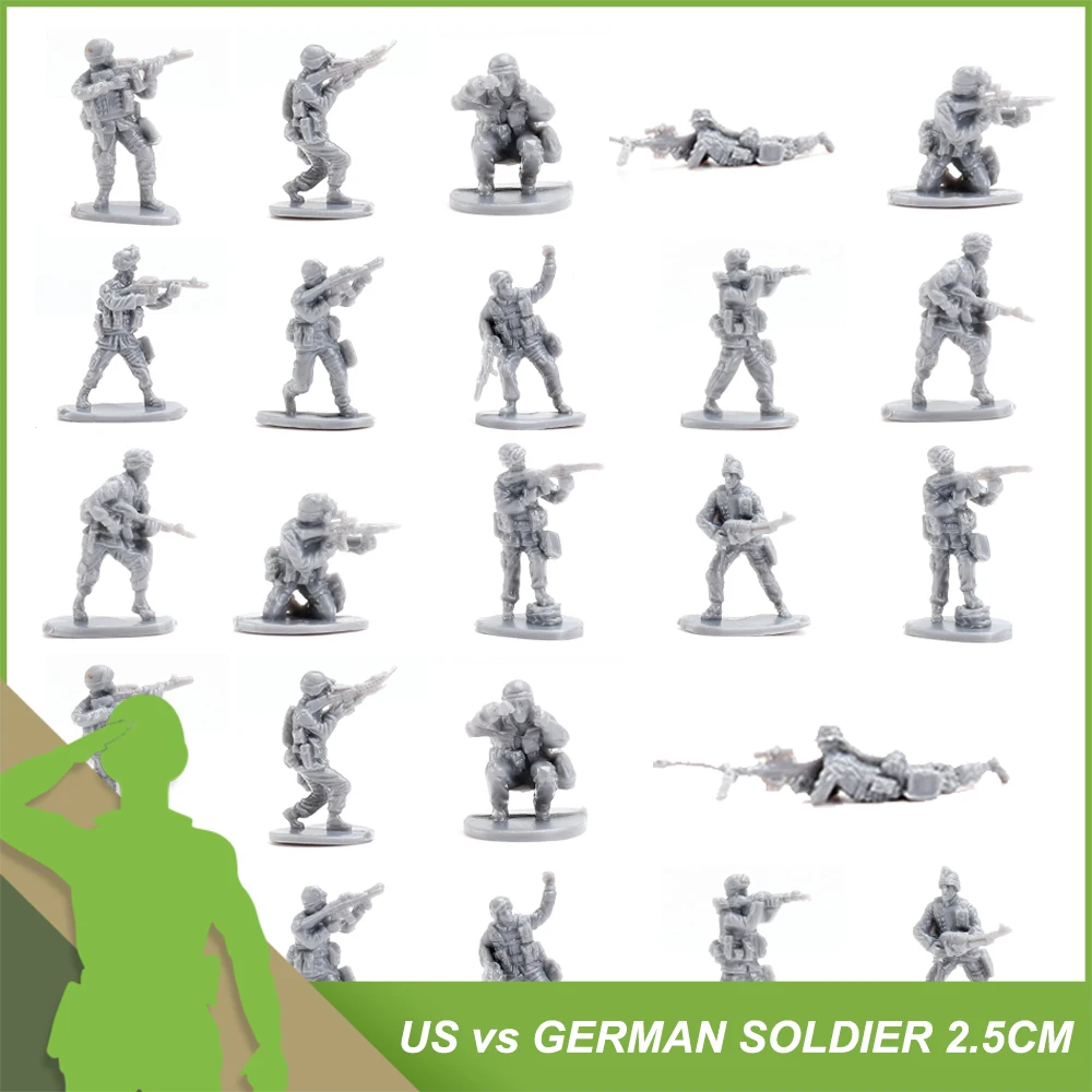 Viikondo Leger Mannen Speelgoed Soldaat Actiefiguurmodel Wwii Duits Vs Us 1/72 Mini 2.5Cm Militaire Set Voor Tankvoertuig Wargame Cadeau