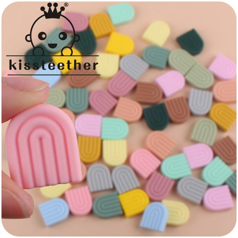 

Kissteether New Creative DIY Baby Products Cartoon Silicone Solid Color Rainbow Teether Molar Pacifier Anti-Drop Chain Toy