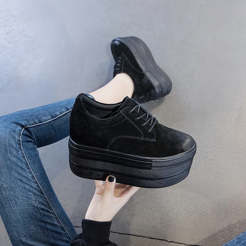 

Новинка 2023 года, женская обувь на платформе из натуральной кожи 10 см, осенне-зимняя женская обувь на толстой подошве, женская зимняя теплая обувь на резиновой подошве