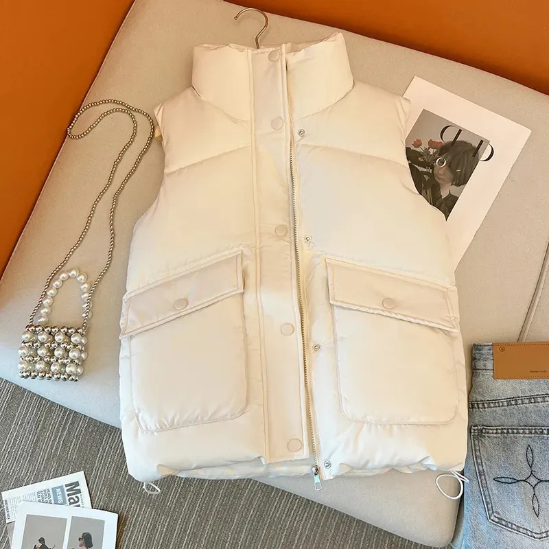 

New Autumn Winter Down Cotton Vest Women's Cotton-Padded Clothes Coat Short Light Thin Casual Warm Vest Jacket Top Female