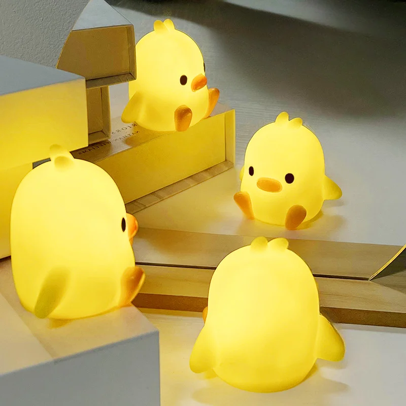 Cartoon Yellow Duck Night Light Animal Model Night Light Bedroom Bedside Small Ornaments Living Room Decoration Desk Decoration