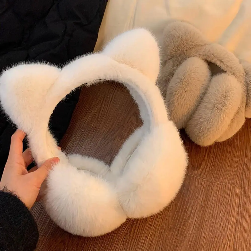 Portable Faux Fur Cat Ear Earmuffs Cartoon Thermal Winter Ear Cover Keep Warm Windproof Plush Earflap Female