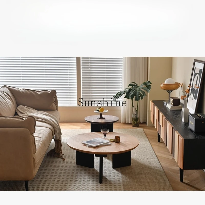 

High and low sofa edge few modern living room simple coffee solid wood tea table