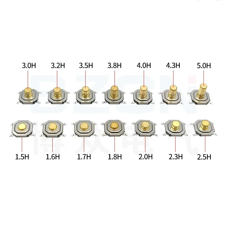 20 قطعة SMD 4*4*1.5 مللي متر 4X4X1.5/1.6/1.7/1.8/2.0/2.3/2.5/3.0/3.2/3.5/3.8/4.0/4.3/5 مللي متر اللمس اللباقة زر التبديل الجزئي لحظة