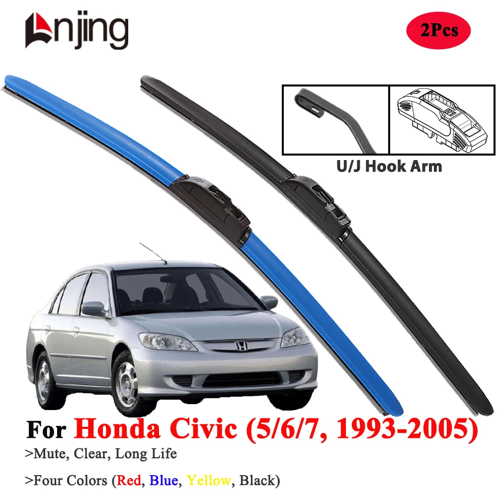 

Разноцветные щетки стеклоочистителя LNJING для Honda Civic Hatchback EG EK EP FK 1996 1999 2004 2007 2011 2017 2020 2021 2023, автомобильные аксессуары