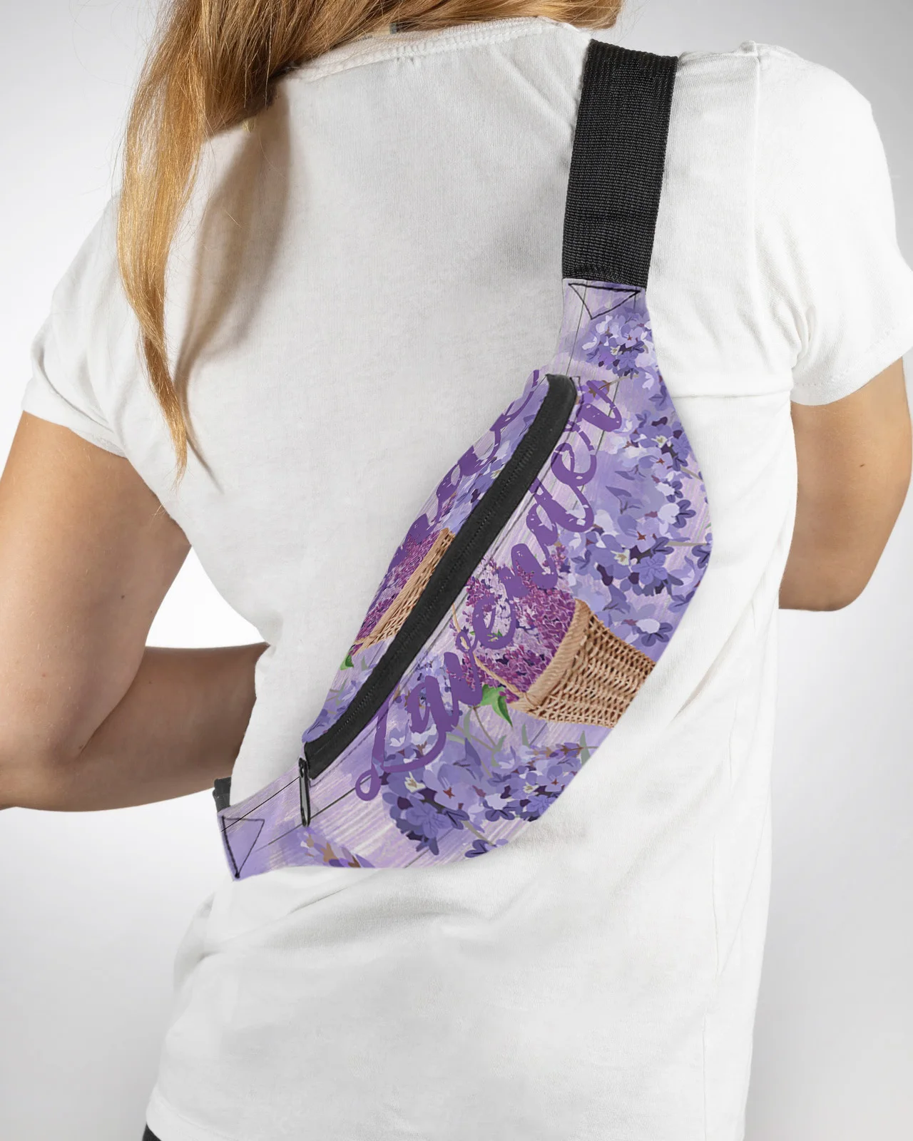 Lavender Flower Basket Men Wallet Women Waist Bag Fanny Pack Purse Large Phone Belt Bag Wallet Pouch Waterproof Banana Hip Bags