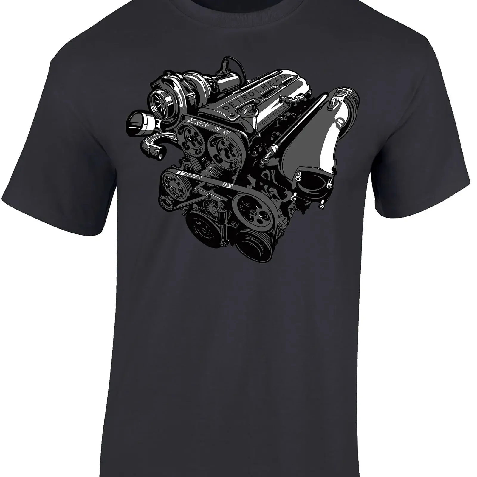 Men's 3 Liter Twin Turbo Engine T Shirt Auto Tuning Motorsport Casual for Mechanics Car Enthusiasts vintage Washed