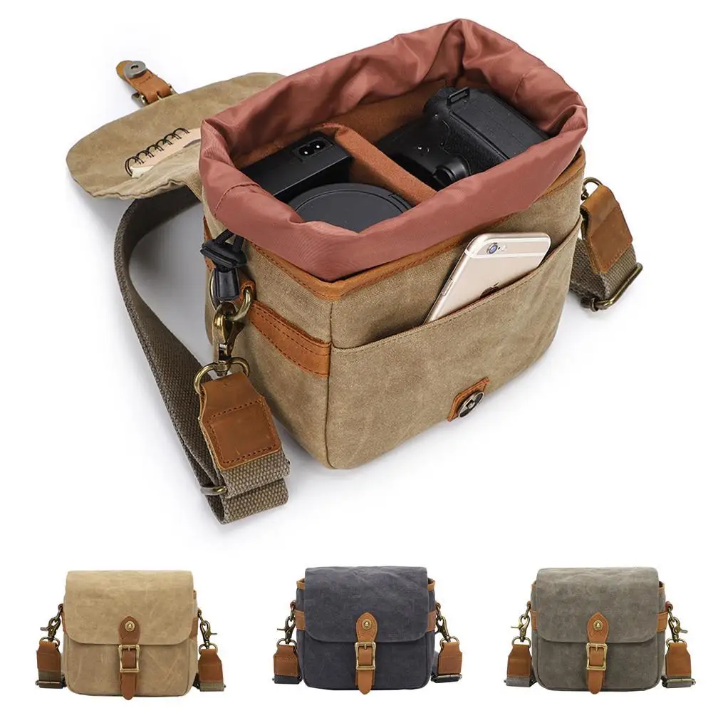 

Хлопковая парусиновая сумка для фотосъемки DSLR, микро-сумка для одной камеры, водонепроницаемая, износостойкая, диагональная сумка для камеры на одно плечо