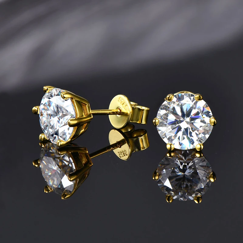 IOGOU 100% 925 boucles d'oreilles en argent Sterling Moissanite pour femmes hommes étincelant 5mm/6.5mm/8mm/9mm laboratoire diamant Piercing clous d'oreille