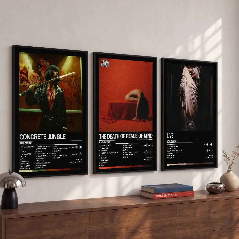 Bad O-Omens Poster Album Art Cover Songs Rap Pop Singer Band Wall Waterproof Paper Sticker For Living Room Home Decor