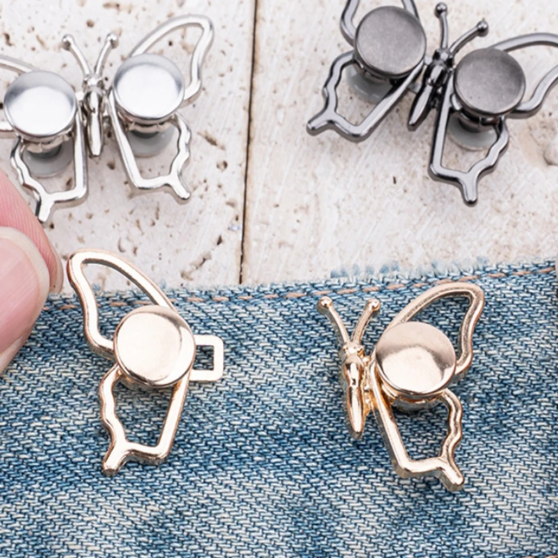 Butterfly Waist Buckle Detachable Adjustable Clothing Waist Snap Buckle No Sew Jeans Pants Skirts Waist Tightener Buckle Button