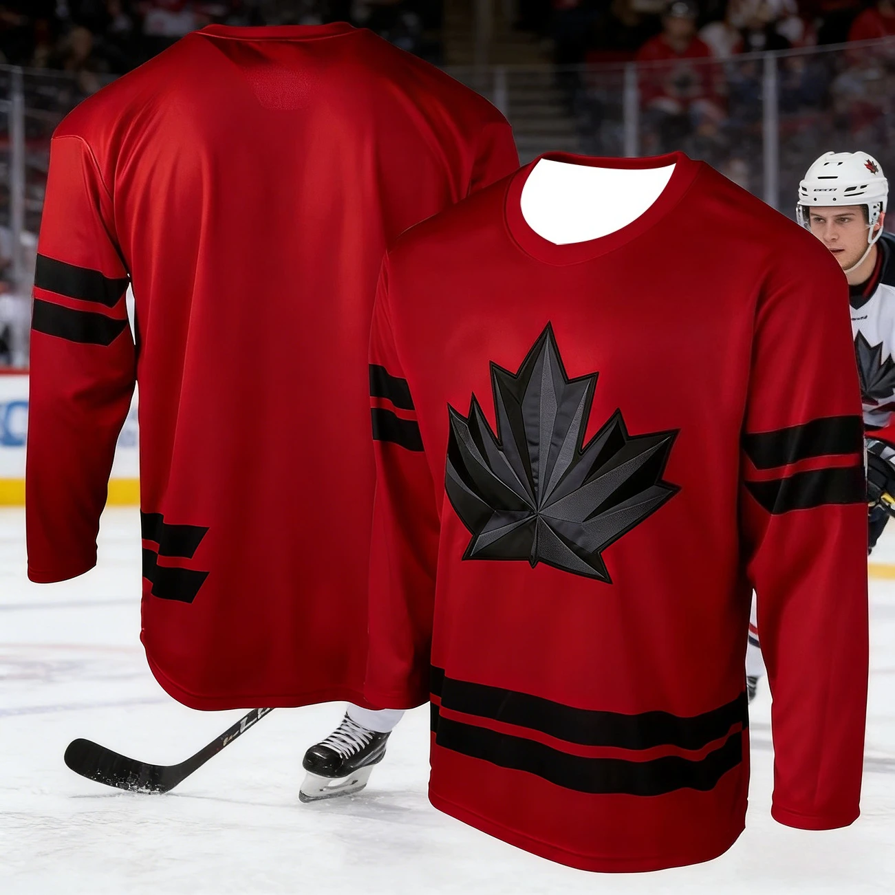 2026 Men's Bestseller Canada Training Competition Jersey with 3D Print, Breathable, Moisture-Wicking Long-Sleeved T-Shirt Kids