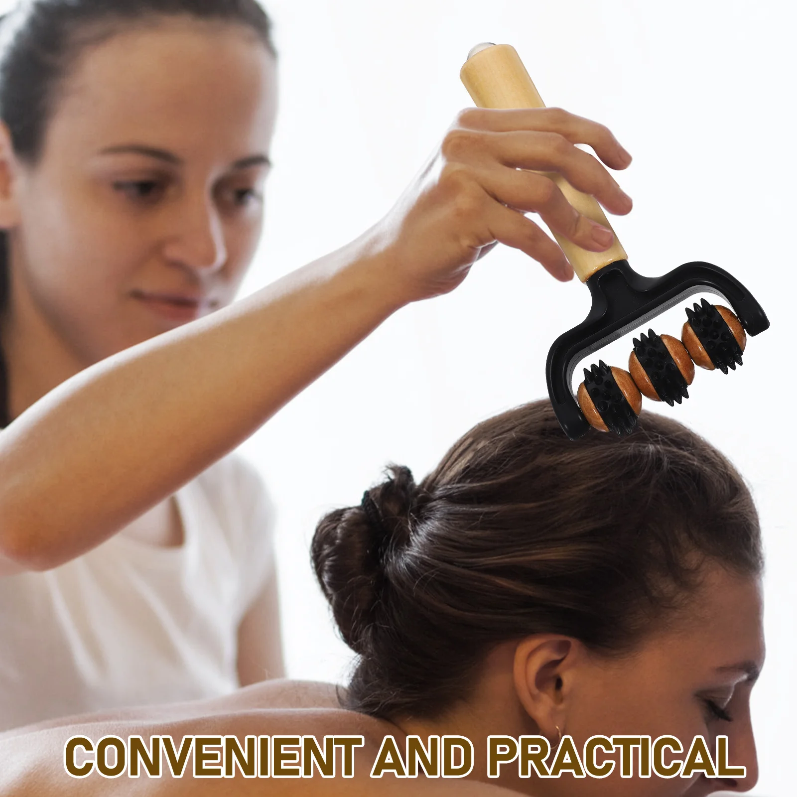 أداة تدليك خشبية مزدوجة الأسطوانة مع كرات فولاذية، تصميم مريح لاسترخاء عضلات الجسم بالكامل وتخفيف التوتر والأنسجة العميقة #4