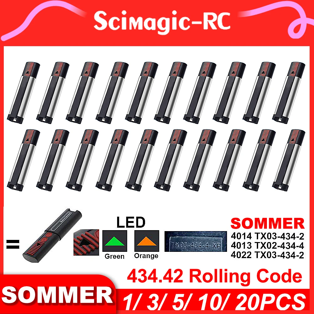 

1/3/5/10/20pieces SOMMER TX03 434 4 XP Garage Door Remote Control SOMMER 434.42MHz TX03-434-2 TX03 434 4 Handheld Transmitter