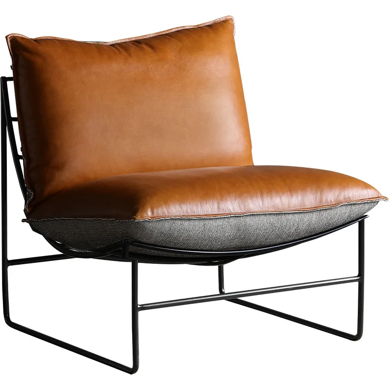 Wrought iron single sofa chair bedroom study office lazy technology cloth leisure chair foldable