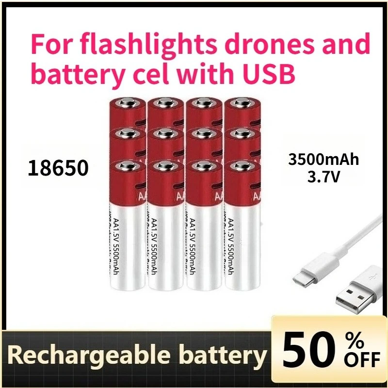 

Large Capacity 3500mAh 3.7V 18650 Battery with USB Charging Function of Suitable for Flashlights Drones and Battery Cells