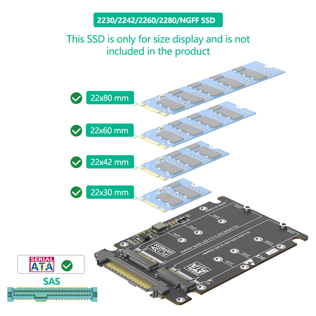 Dual M.2 Key B+M auf U.2 SFF-8639 Adapter mit Kunststoffgehäuse für M.2 NVMe Key M & SATA SSD M2 auf U.2 SFF8639/SAS Konverterkarte – Detail 15