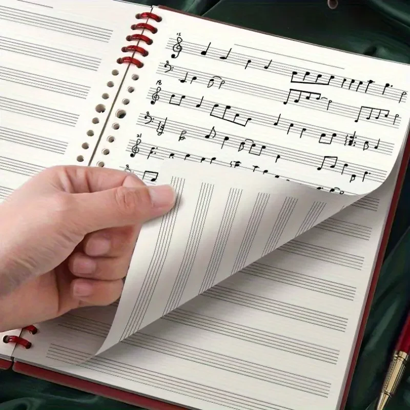 60-Blatt-B5-Notizbuch zur Musiknotation – wiederverwendbares Loseblatt-Stabpapier, doppelseitiges Übungsbuch für Musiker und Komponisten – Detail 2
