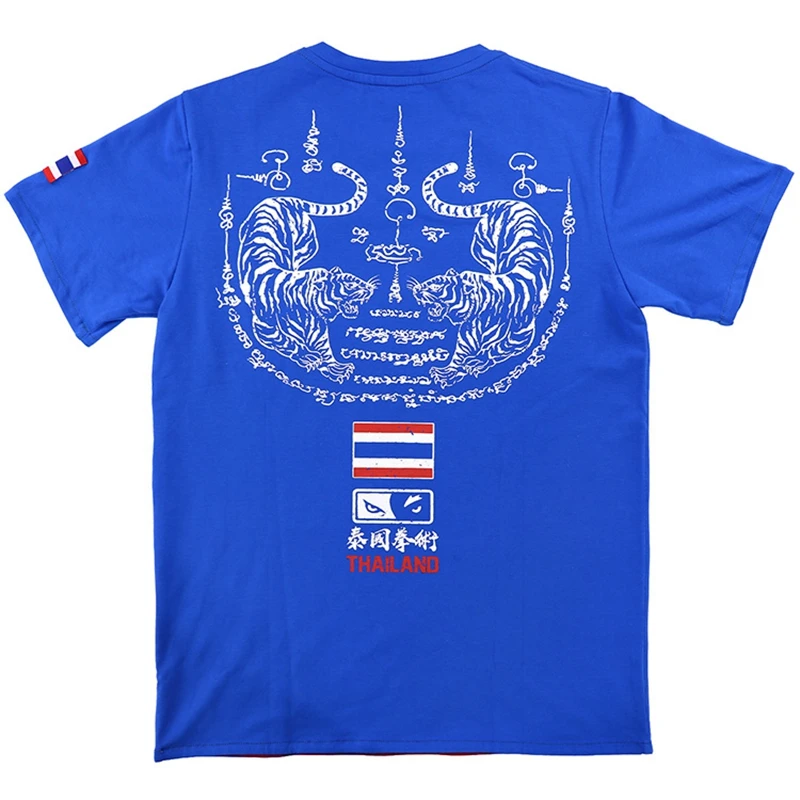 Vszap Muay Thai T Shirt bawełniana koszulka bokserska Grappling Kickboxing walka koszulka treningowa krótki rękaw BJJ MMA Rashguard Jiu Jitsu