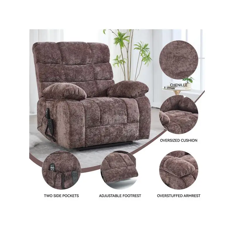 

Large Electric Power Lift Recliner Chair with Dual Motors, Heat & Massage, Infinite Position, Supports Up to 350 lbs,