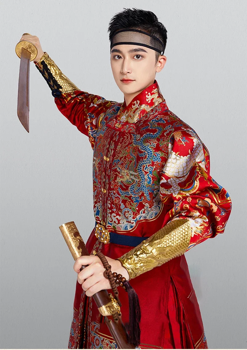 

Hanfu Armor Long Vest Men Women Ancient Chinese Ming Dynasty Hanfu Gown Adult Cosplay Costume Hanfu Square Collar Armor Gift Men