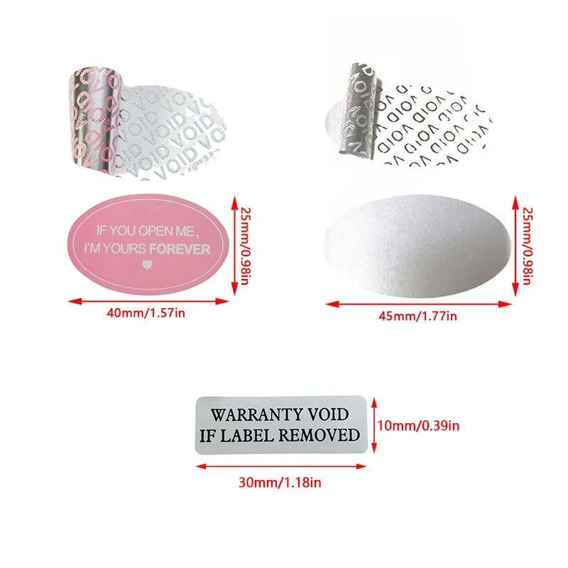접착 보호 스티커, 보안 도장, 깨지기 쉬운 종이, 변조 방지, 보증, 빈 라벨 스티커, 100 개