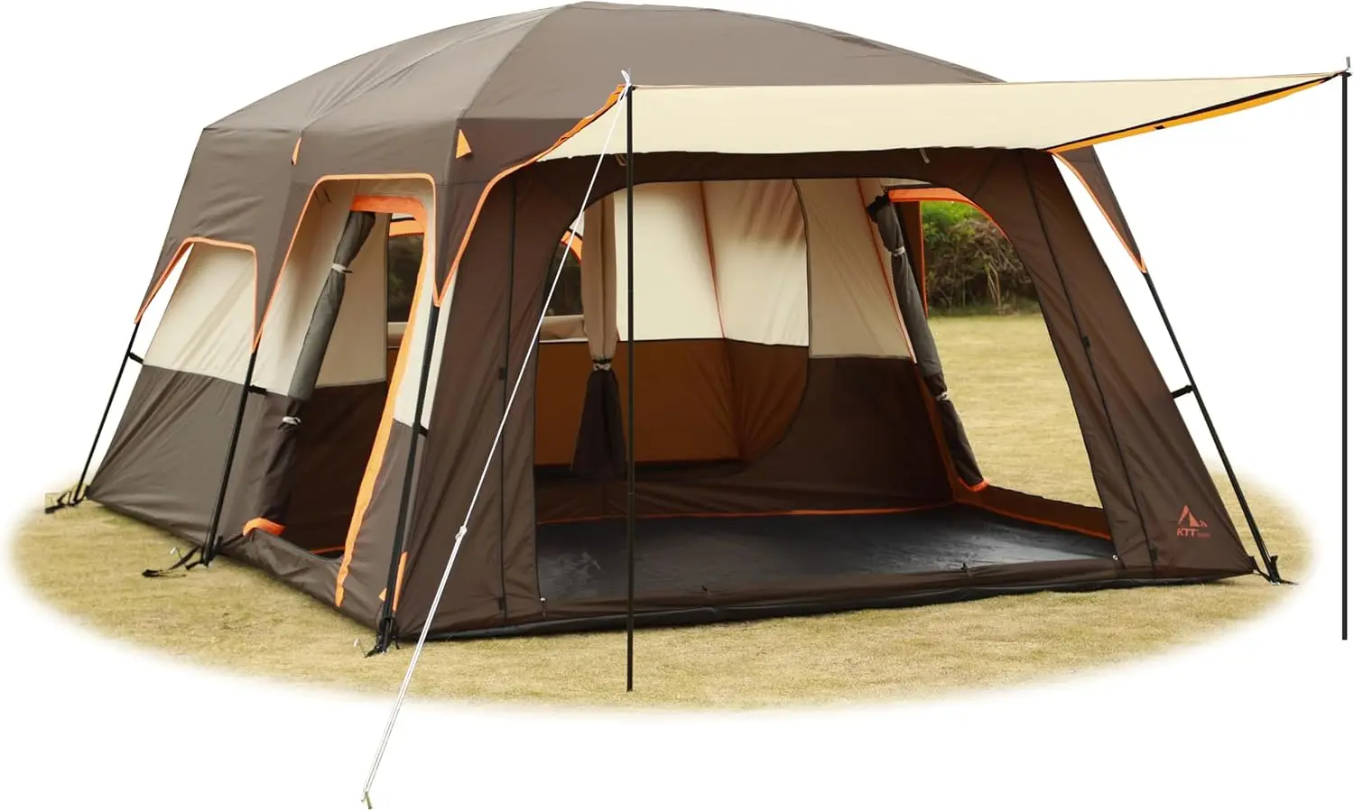 ^Extra Large Tent 6-12-14 Person,Family Cabin Tents,2 Rooms,3 Doors and 3 Windows with Mesh,Straight Wall,Waterproof,Double