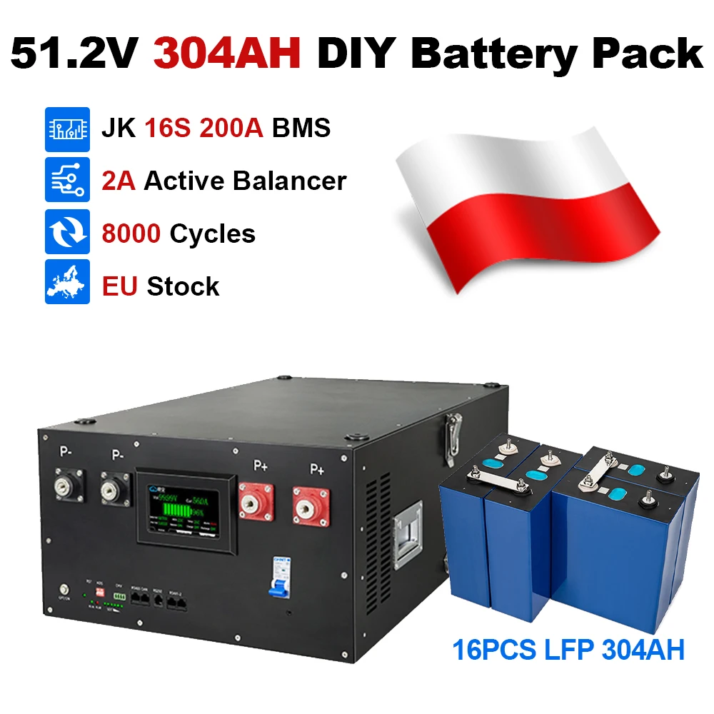 Pre-order 48V 320Ah LiFePO4-batterijsysteem JK BMS, CATL 314Ah-cellen 16KWH 320AH Hoogefficiënte balancer voor opslag van zonne-energie