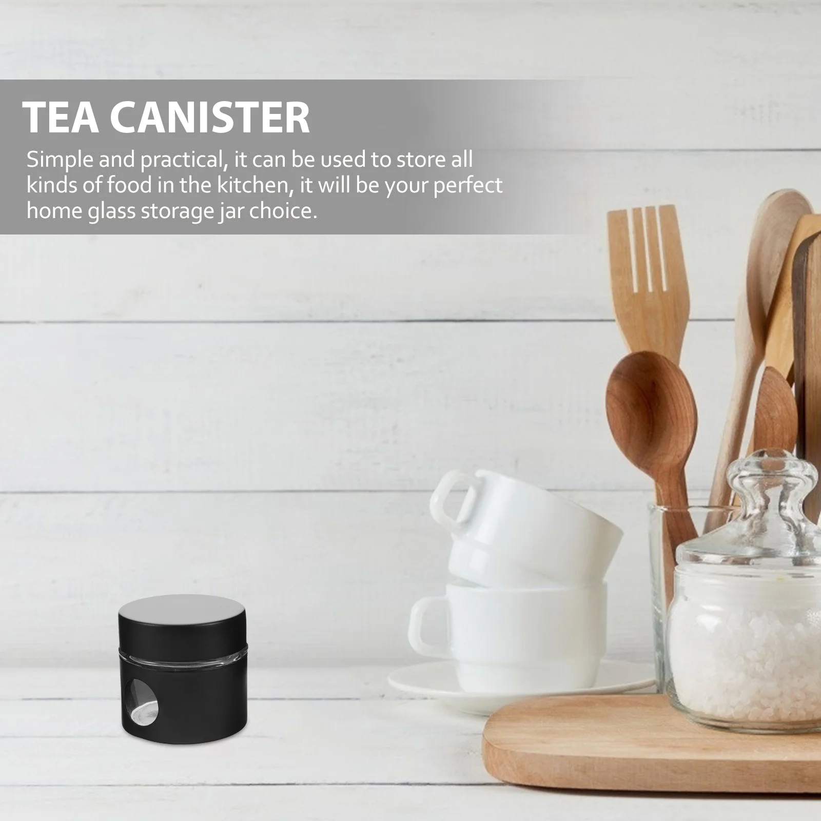 

Airtight Tea Coffee Canister with Clear Window Stainless Steel Lid for Herbs Nuts Grains Storage Household Kitchen Jar