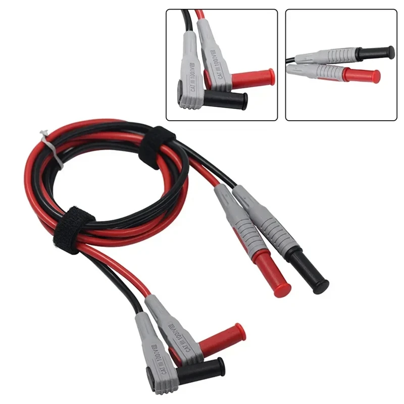 Kabel uji Multimeter, 2 buah steker pisang 90 derajat ke kabel uji lurus Las 30A/1000V garis silikon PVC lembut