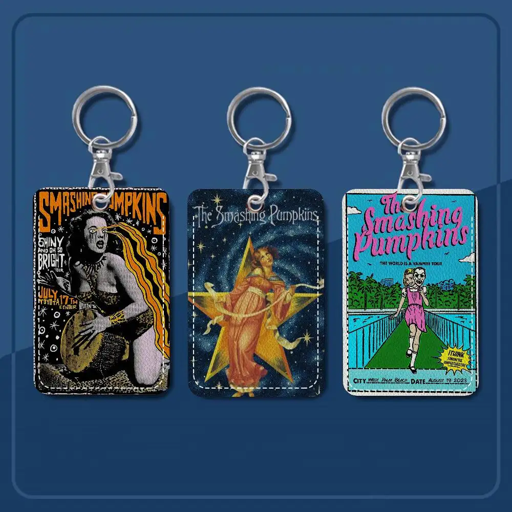 The Smashing Pumpkins band Style PU Access Card Holder with Keychain - Executive Protection for Bank card,Subway, Bus Card case