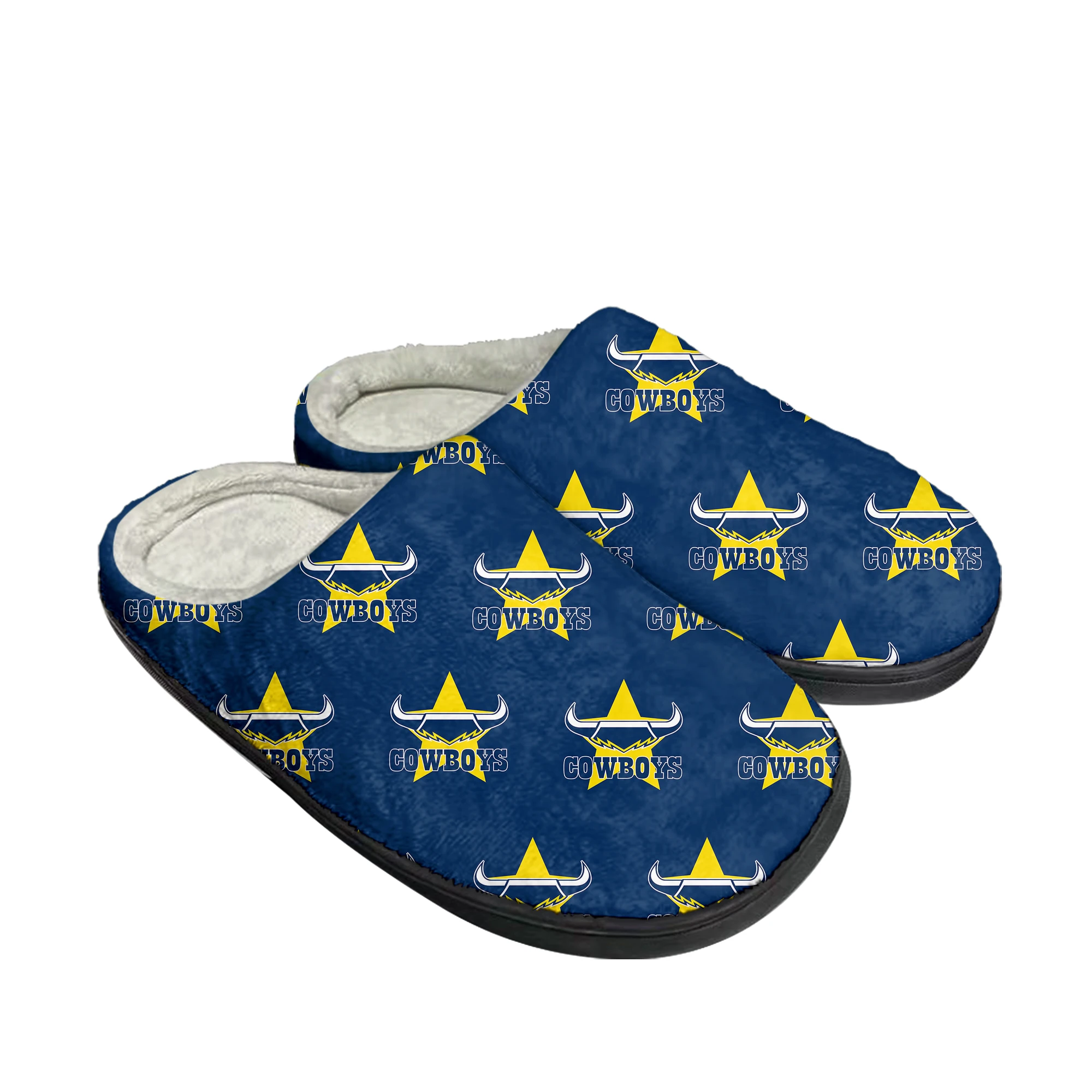 North Queensland Cowboys Australian Rugby Home Cotton Slippers Mens Womens Plush Bedroom Casual Keep Warm Shoes Thermal DIY Shoe