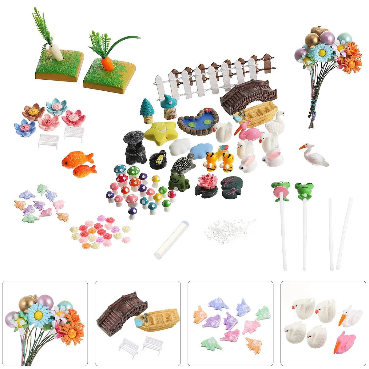 

117 Pcs Fairy Garden Accessories DIY Ornaments Kit for Decoration Miniature
