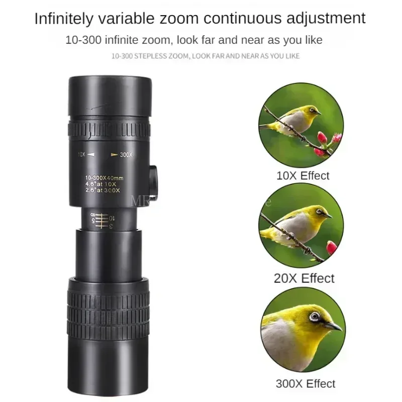 

10-300x40 зум-телескоп HD 4K, портативный мощный бинокль, большой радиус действия, профессиональный монокуляр, искусственная кожа для охоты, кемпинга