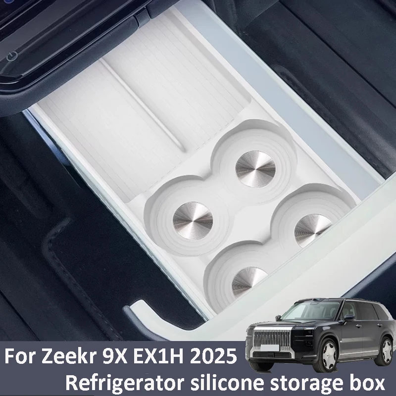 

For Zeekr 9X EX1H 2025 2026 Car Rear Center Console Refrigerator Silicone Storage Box Interior Protect Accessories