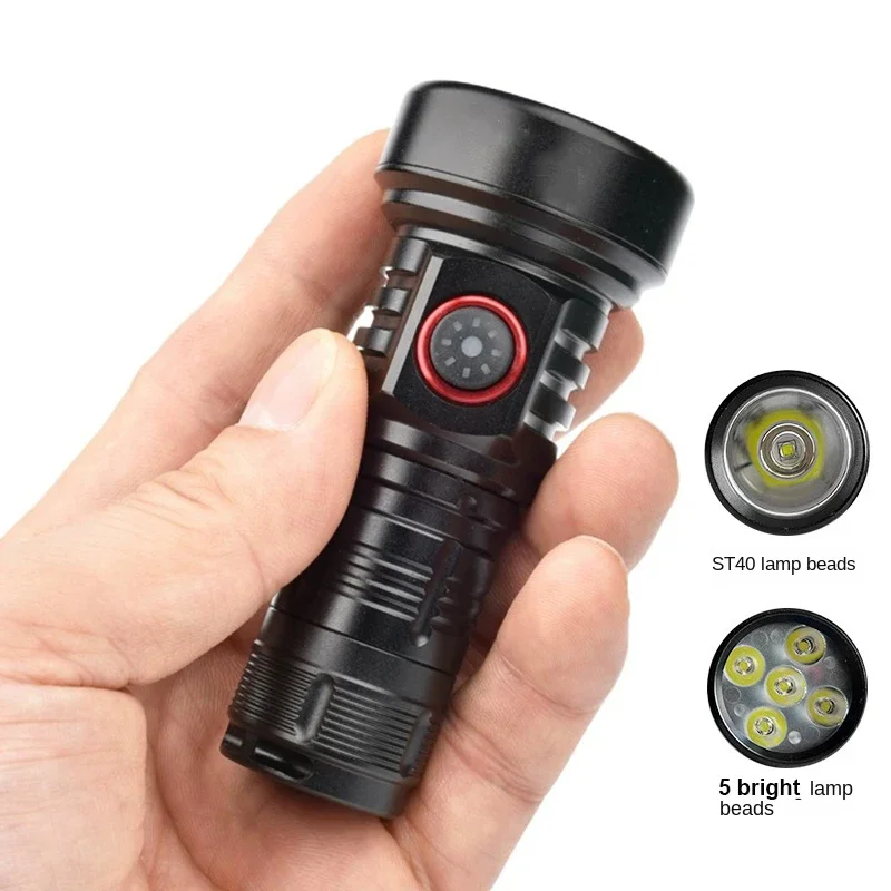 High power rechargeable LED mini flashlight portable waterproof aluminum EDC torch with 5 wicks for self-defense camping