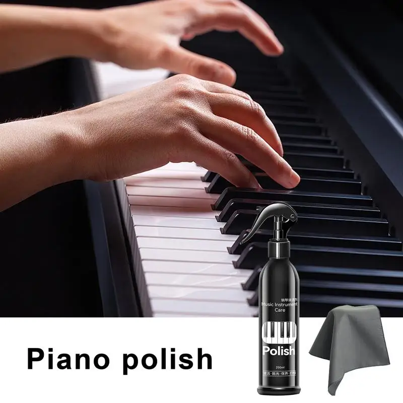 Piano Cleaning Spray Multipurpose Powerful Cleaning Spray 250ml Portable Piano Polish Supplies Piano Shine Polish & Cleaner For