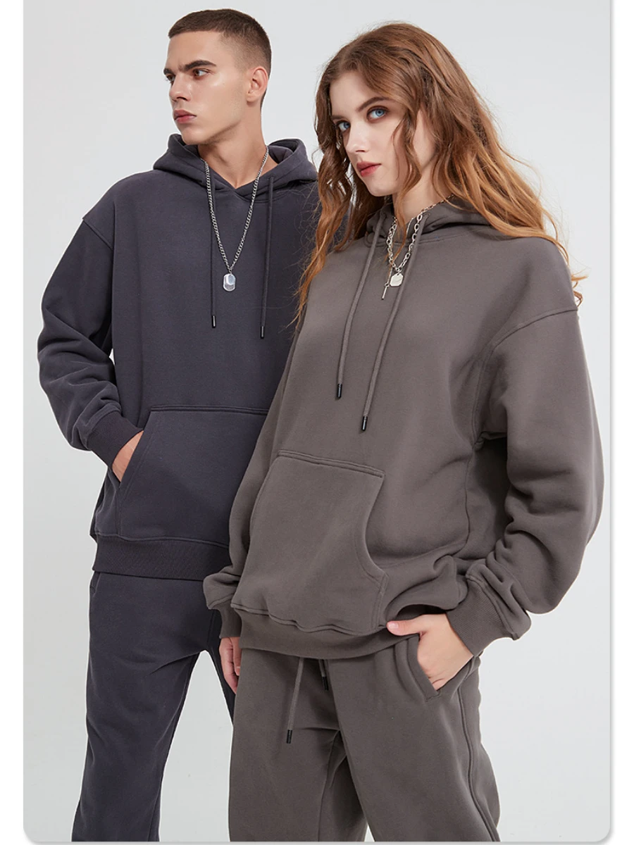 Wolfeel Couple Hoodies Sets Winter Thicken Fleece Women Cotton Sweatshirt Oversized Hoodies Female Warm Pullovers Jacket New