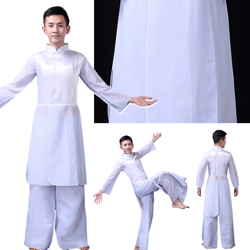 Classical Dance Costume Kung Fu Uniform Mens Traditional Wushu Taichi Uniform Suit for Yangko Dance Performance Costume