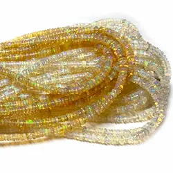 Veemake White Yellow Fire Opal Rondelle Beads Jewelry Design Making Natural Gemstones Crystal DIY Necklace Bracelets Earrings