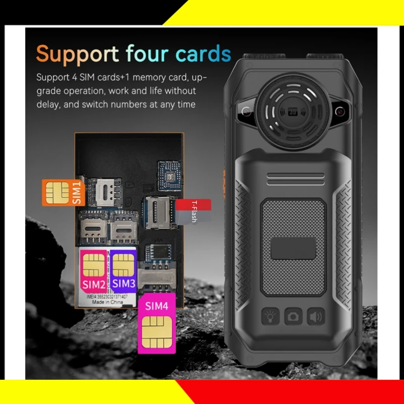 M6000 Rugged Power Bank Mobile Phone 4800mAh GSM 2G Network 4 SIM Magic Voice MP3 2.4'' Display Big Keyboard for Outdoor Use
