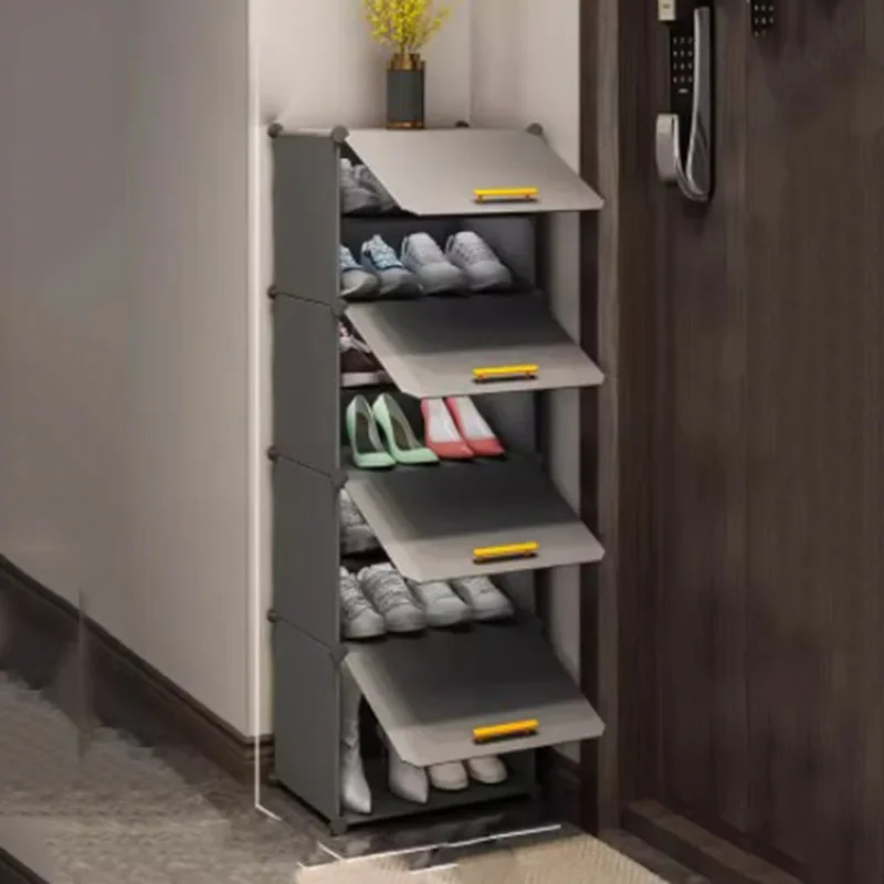 

A simple, narrow entrance safe with a thin, multi-layered shoe cabinet inside