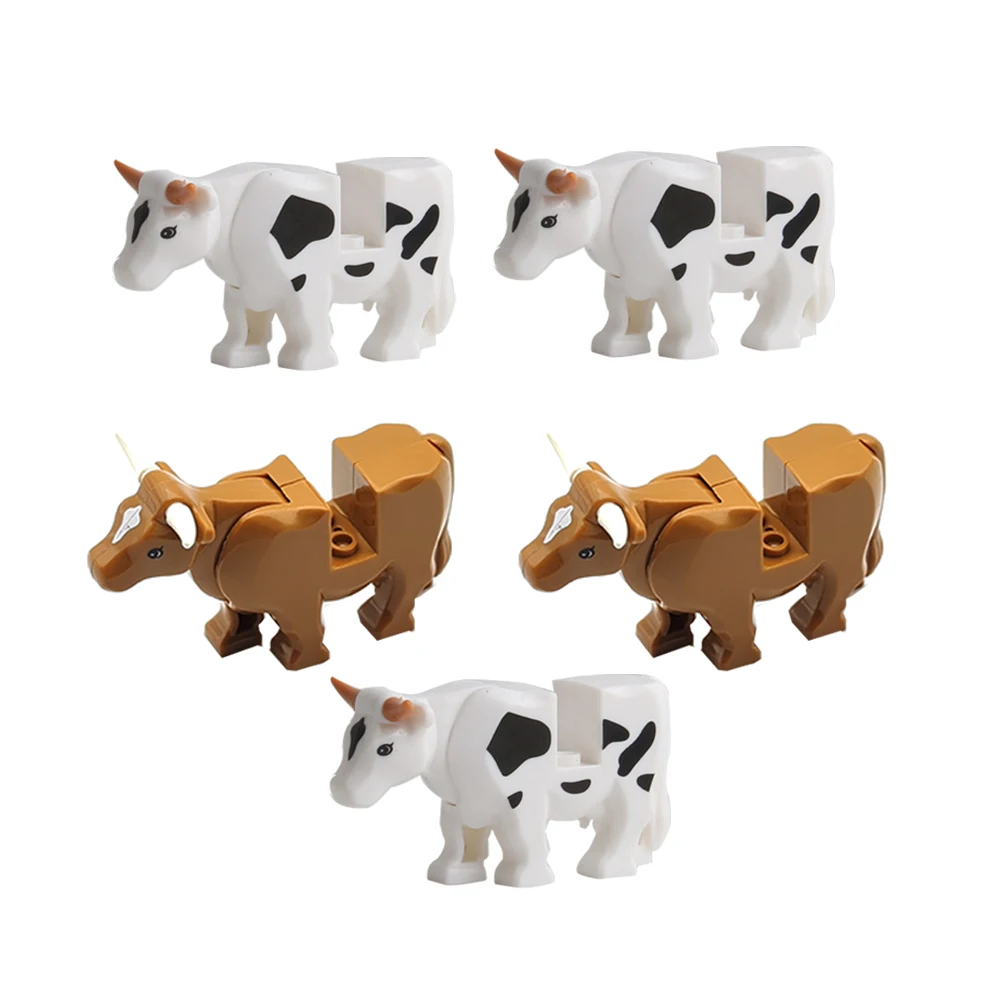 1pcs MOC Animal Cow Building Blocks Scene Buffalo Model  Assembly Farm Pastoral Building Scene DIY Children's Toy Gift