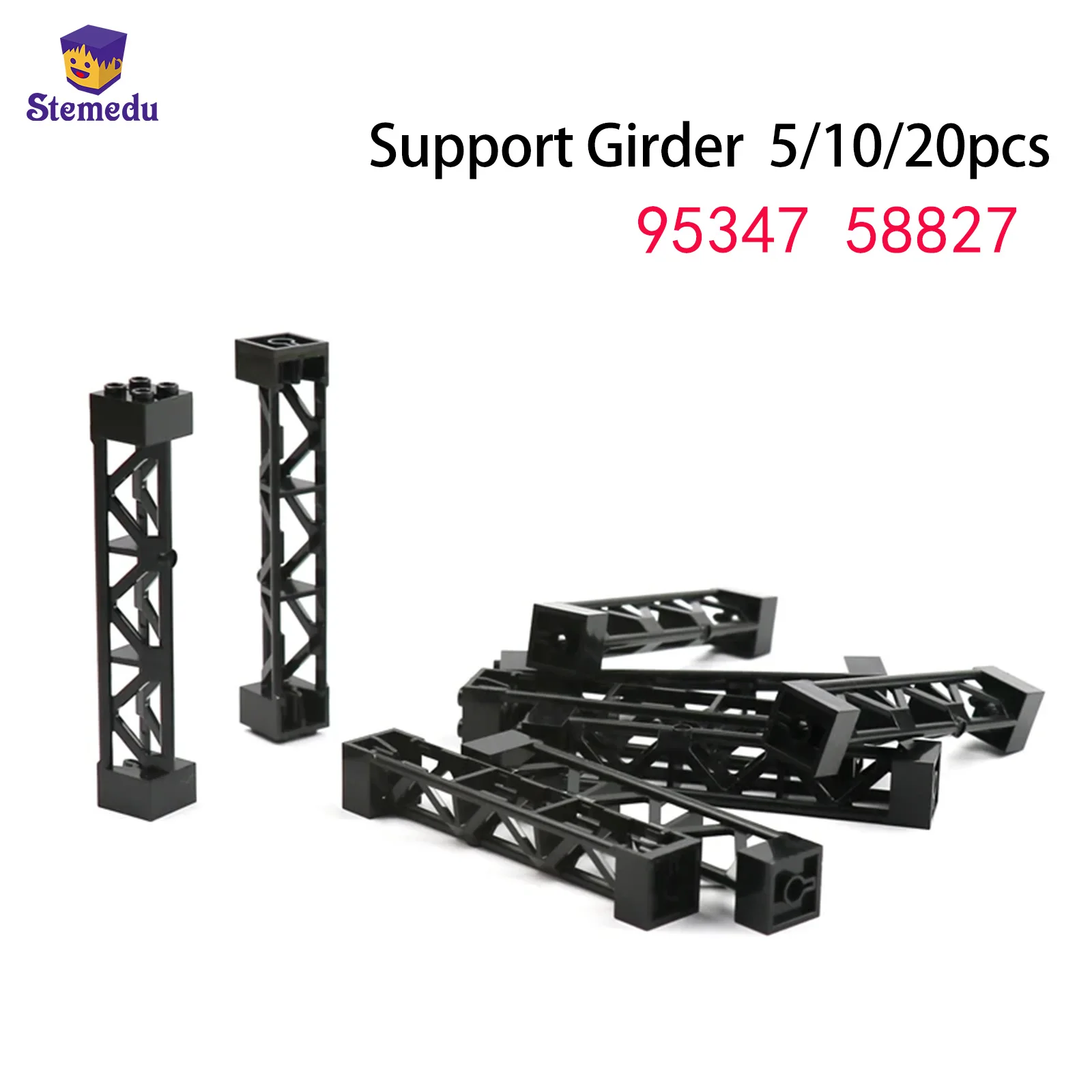 MOC City Building Blocks Train Car Support Girder Bracket Column Beam 2x2x10 Bricks Toys Compatible Technical Parts 95347 58827