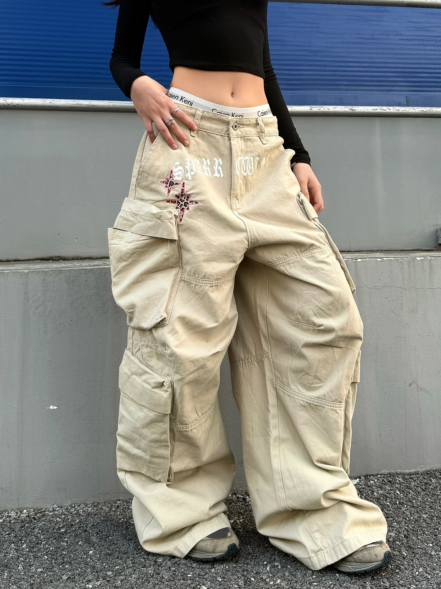 American High Street Retro Workwear Style Multi-Pocket Wide Leg Pants Loose Slimming Design Straight Long Pants Unisex
