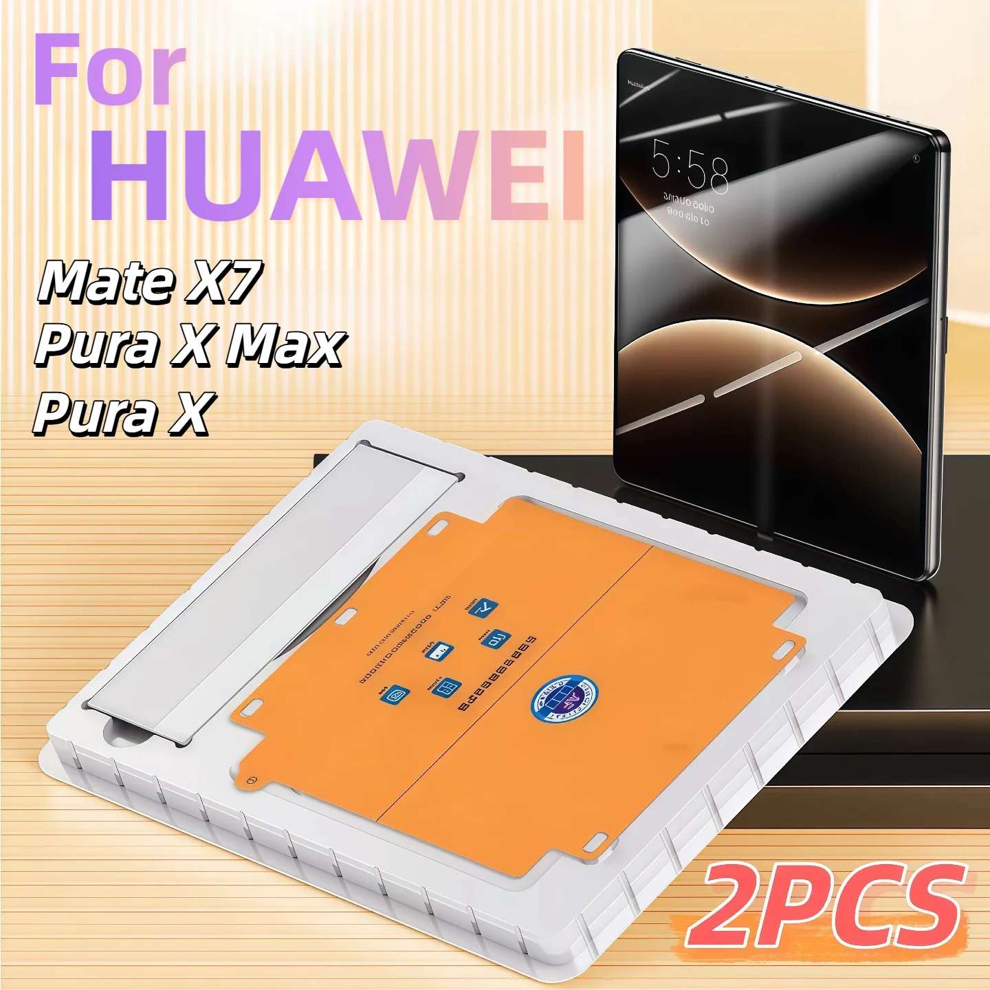 2-Piece HD Full-Screen Coverage Foldable Screen Protector Set for Huawei Mate X7/Pura X Max - Inner Film for Phone Protection