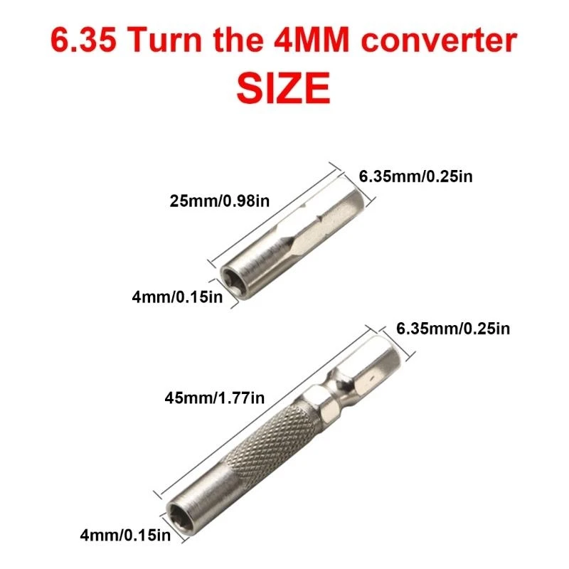 

A5YD 6PEECES BIT ADAPTERS Установите от 1/4 дюйма до 4 мм для различных потребностей в ремонте