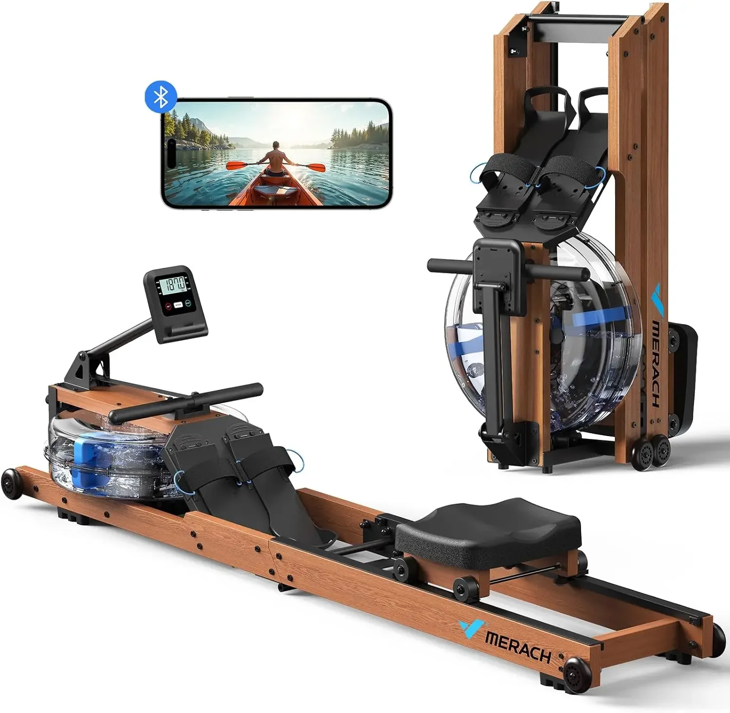 

Water Rowing Machines for Home, Foldable Row Machine with 400LBS Weight Capacity, Dedicated Monitor and Comfortable